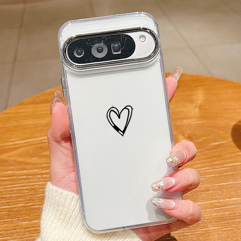 Tiny Hearts Printed TPU Phone Case For Google Pixel 10 9 8 7 Pro Pixel 9 10 Pro XL 7A 8A 9A Shockproof Silicone Clear Back Cover