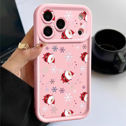 Mini Santa Claus TPU Phone Case For iPhone 17 Pro 16e 16 15 14 13 12 Pro Max 11 Soft Silicone Cover For iPhone 15 14 Plus 17 Air