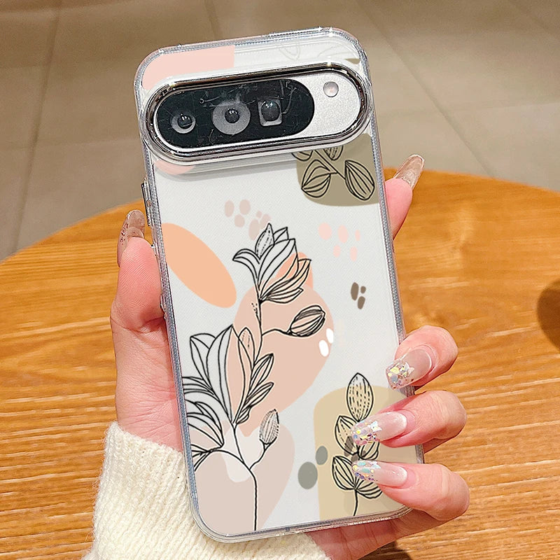 Cartoon Flower Pattern TPU Phone Case For Google Pixel 10 9 8 7 Pro Pixel 9 10 Pro XL 7A 8A 9A Soft Silicone Clear Back Cover