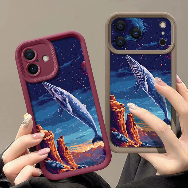 Blue Whale Printed TPU Phone Case For iPhone 17 16e 15 16 Pro Max 14 16 Plus For iPhone Air 13 12 Pro Soft Silicone Cover Cases