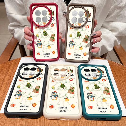 Soft TPU Phone Case For OnePlus 15 13 13T 12 13R 12R 11R 5G Christmas Bear Pattern Silicone Cover For OnePlus Nord 5 Ace 5 3 2