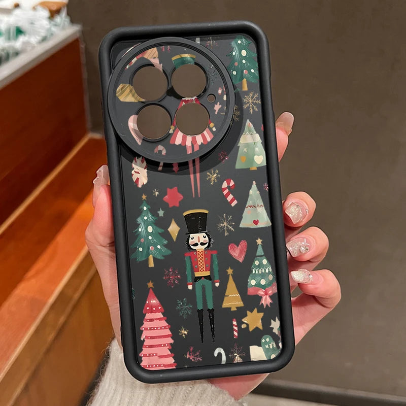 Soft TPU Phone Case For OnePlus 15 13 13T 12 13R 12R 11R 5G Christmas Tree Snowman Pattern Back Cover For OnePlus Nord 5 Ace 5 3