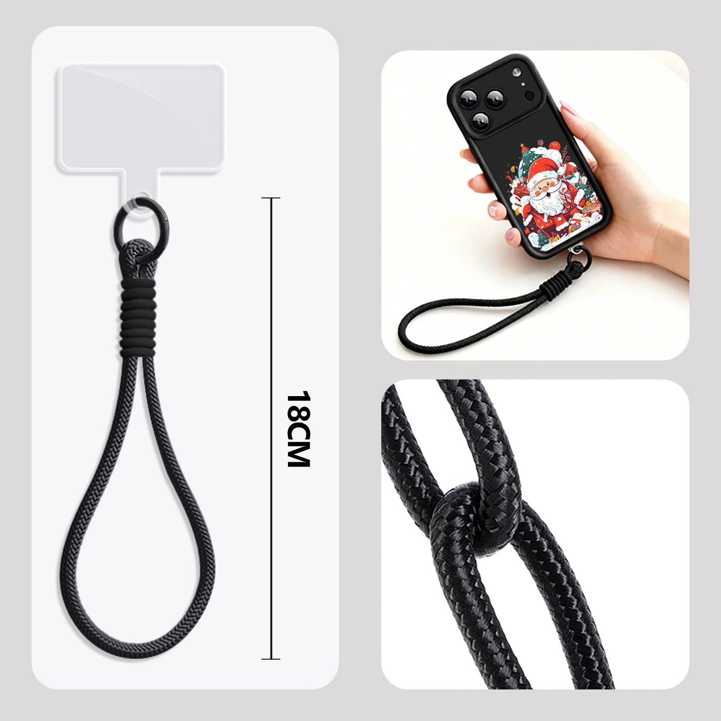 Soft TPU Lanyard Phone Case For iPhone 17 Pro Max Air 16E 16 14 15 Pro 12 13 Pro Max 11 Santa Claus Pattern Wrist Strap Cover