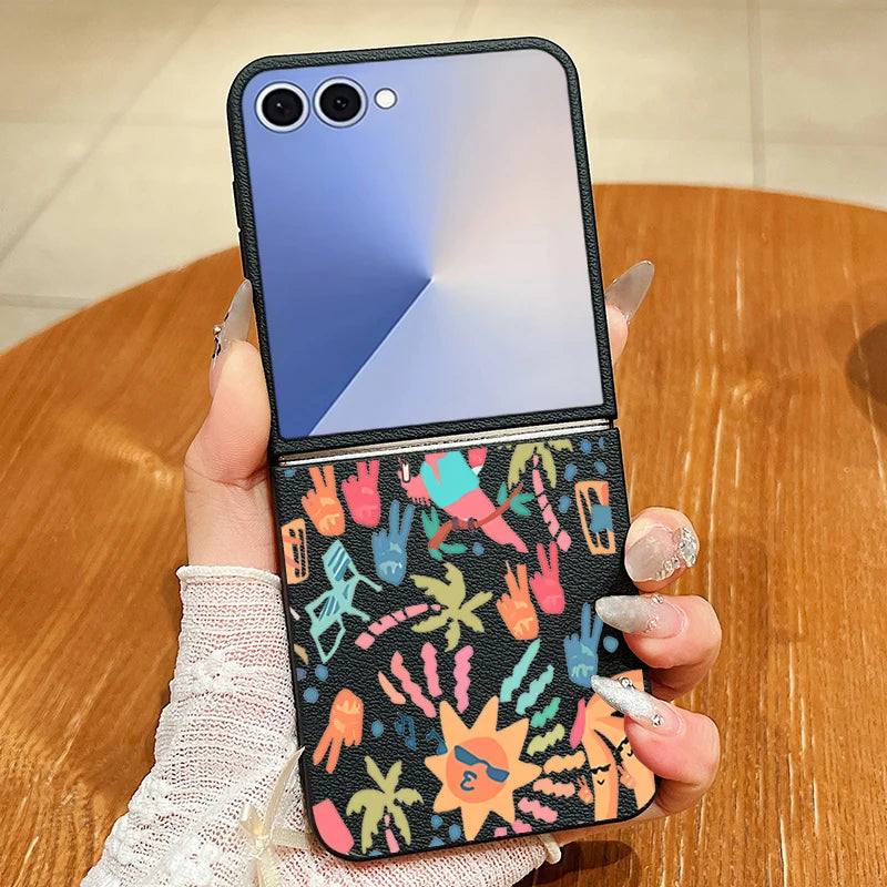 Abstract Art Paintings Phone Case For Samsung Galaxy Z Flip 7 FE 6 5 4 3 5G Flip6 Flip5 Flip4 Flip3 For Magsafe Soft TPU Cover