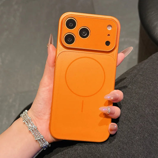 Large Frame Glass Lens Phone Case For iPhone 17 16 Pro Max 15 14 13 17 Pro Max Air For Magsafe Magnetic Hard PC Protect Cover