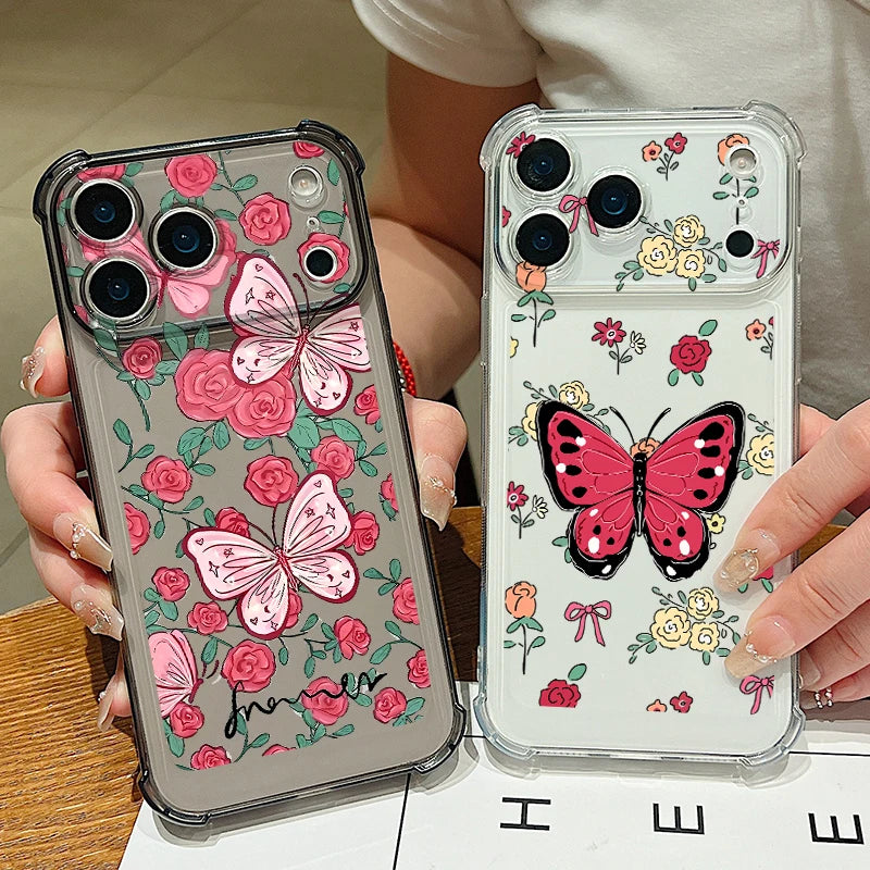 Beautiful Butterfly Pattern Phone Case For iPhone 17 Pro Max Air 16 15 Pro Max 14 13 12 Pro Max 11 Transparent Soft TPU Cover