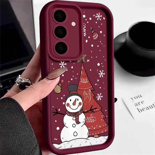 Christmas Tree Snowman TPU Case For Samsung Galaxy A17 A56 A16 A55 A15 A25 A26 5G S25 Edge S23 S24 Ultra S24 S25 FE Phone Cover