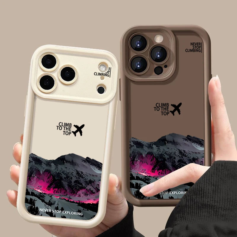 TPU Phone Case For iPhone 17 Pro 16e 15 16 Pro Max 14 16 Plus 13 12 Pro Max Air Airplane Snow Mountain Patterned Soft Back Cover