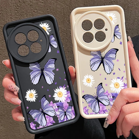 Shockproof Soft Silicone Case For OnePlus 13R 12R 11R 13 13T 12 5G Purple Butterfly Print TPU Phone Cover For OnePlus Ace 5 3 2