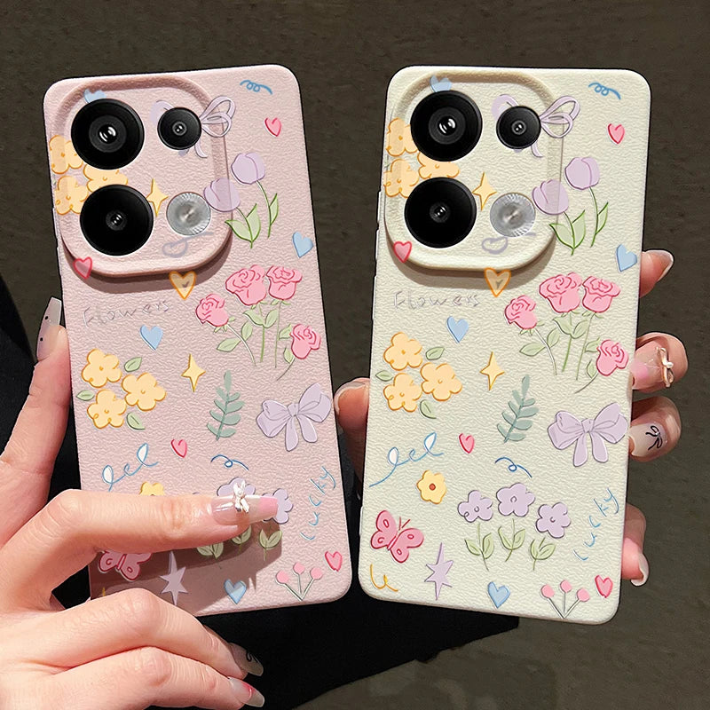 Case For Xiaomi Redmi Note 14 13 Pro Plus 12 Pro 5G Note 13 11S 13C 14 4G Cartoon Printed Leather Texture Soft TPU Phone Cover