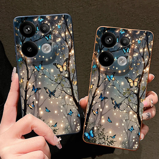 Dream Butterfly Print Phone Case For Xiaomi Redmi Note 14 13 Pro 4G Note 13 14 Pro Plus 5G 13C 11 Pro Leather Texture TPU Cover