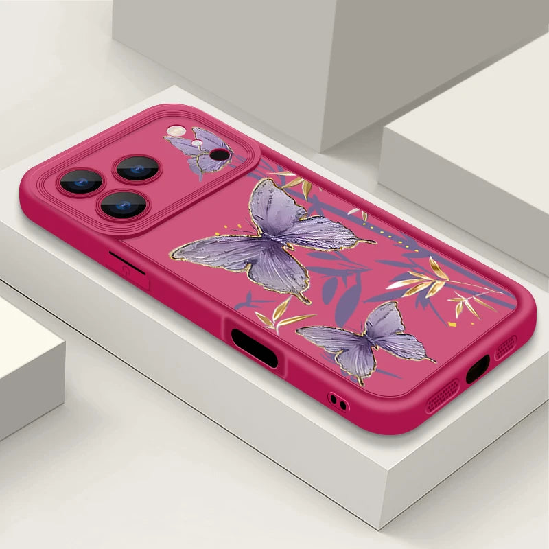 Soft TPU Phone Case For iPhone 17 Pro Air 16e 15 16 Pro Max 14 16 Plus 13 12 Pro Max Purple Butterfly Pattern Silicone Cover