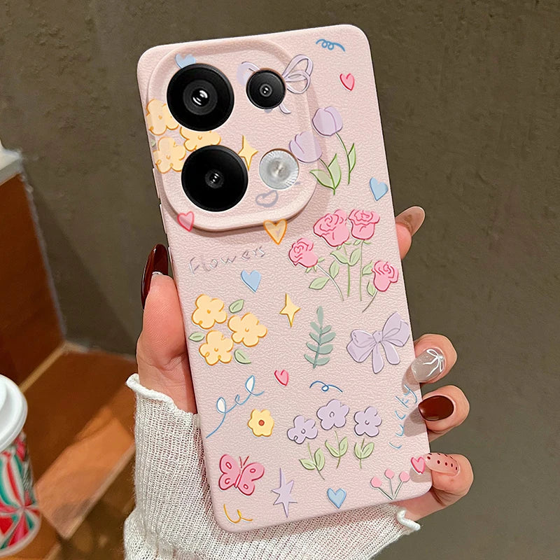 Case For Xiaomi Redmi Note 14 13 Pro Plus 12 Pro 5G Note 13 11S 13C 14 4G Cartoon Printed Leather Texture Soft TPU Phone Cover