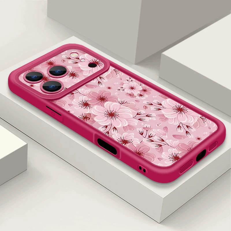 TPU Phone Case For iPhone 17 16e 15 16 Pro Max 14 16 Plus For iPhone Air 13 12 Pro Max Pink Peach Blossoms Pattern Soft Cover