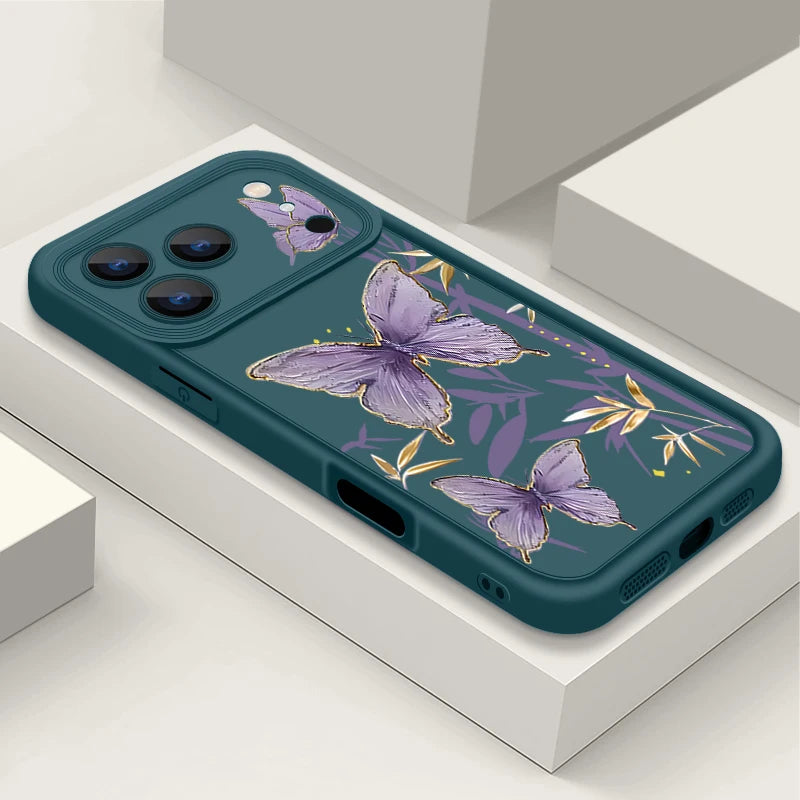 Soft TPU Phone Case For iPhone 17 Pro Air 16e 15 16 Pro Max 14 16 Plus 13 12 Pro Max Purple Butterfly Pattern Silicone Cover