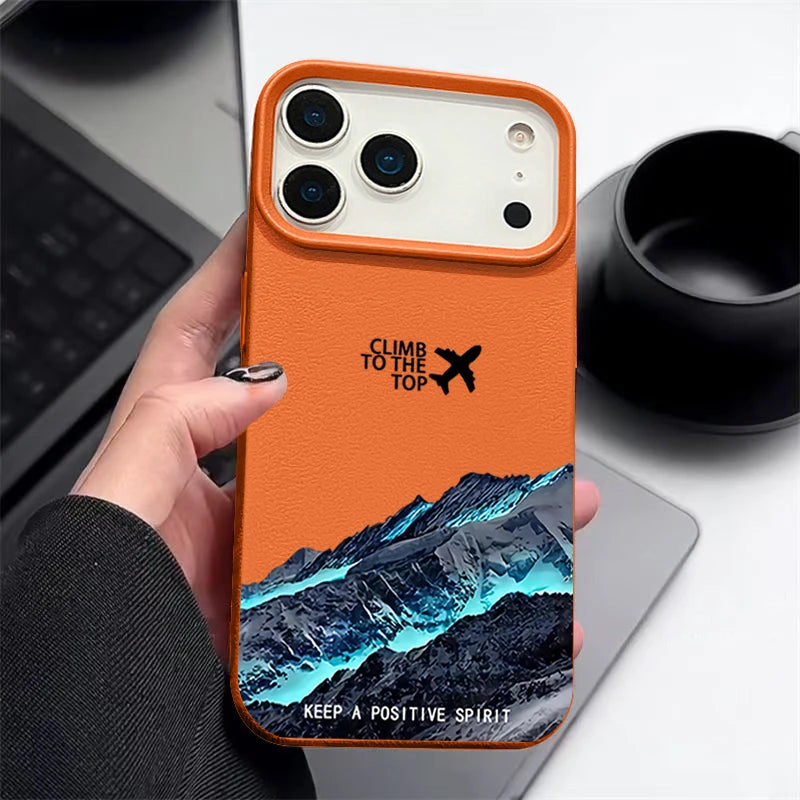 Snow Mountain Printed TPU Phone Case For iPhone 17 16e 16 15 Pro Max 14 13 12 Pro Max 11 Air Soft Leather Texture Silicone Cover