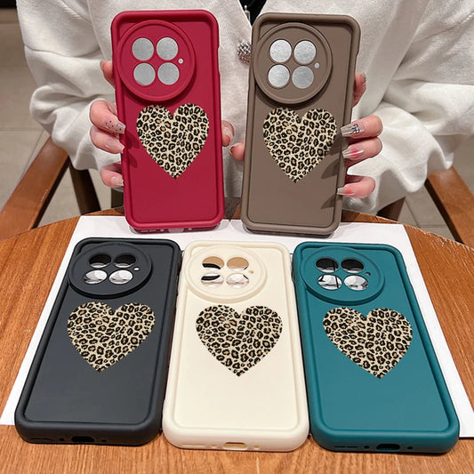 Soft TPU Phone Case For OnePlus 15 13 13T 12 13R 12R 11R 5G Leopard Print Heart Pattern Back Cover For OnePlus Nord 5 Ace 5 3 2