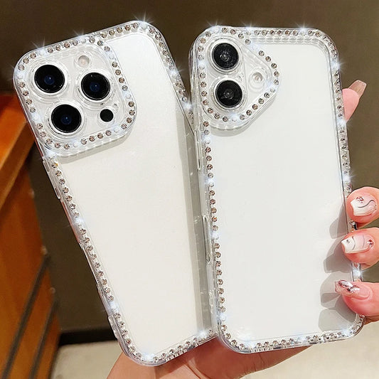 Crystal Glitter Diamond Clear Case For iPhone 17 Air 16e 16 14 15 Pro Plus 13 12 17 Pro Max 11 Transparent Soft TPU Phone Cover
