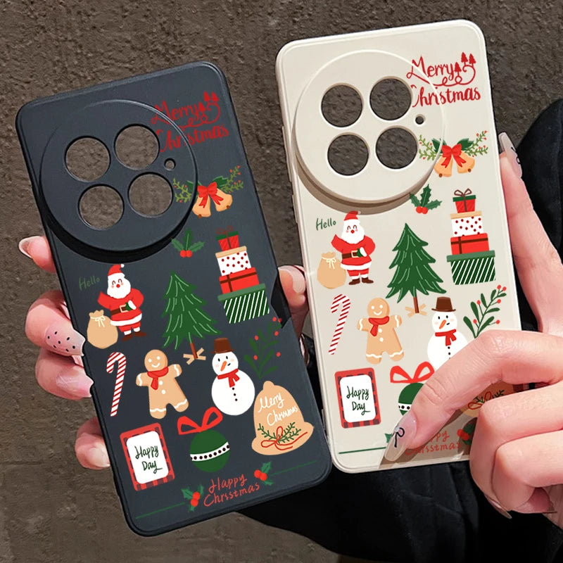Merry Christmas Pattern Silicone Phone Case For OnePlus 13 12 13R 12R 11R 5G Shockproof Soft TPU Cover For OnePlus Ace 5 3 2