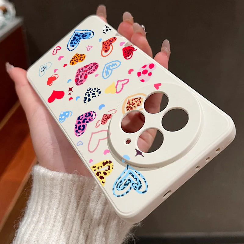 Lanyard Soft TPU Phone Case For OnePlus 15 13 13T 12 13R 12R 11R Nord 5 Ace 5 3 2 5G Colorful Love Heart Printed Silicone Cover