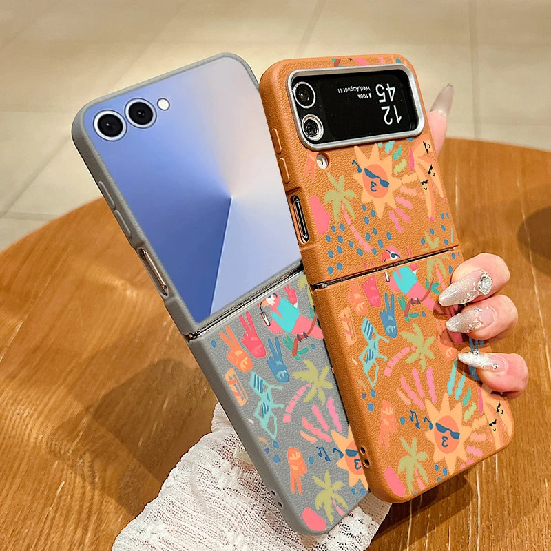 Abstract Art Paintings Phone Case For Samsung Galaxy Z Flip 7 FE 6 5 4 3 5G Flip6 Flip5 Flip4 Flip3 For Magsafe Soft TPU Cover