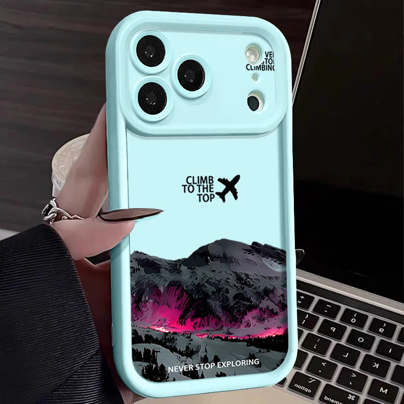 TPU Phone Case For iPhone 17 Pro 16e 15 16 Pro Max 14 16 Plus 13 12 Pro Max Air Airplane Snow Mountain Patterned Soft Back Cover