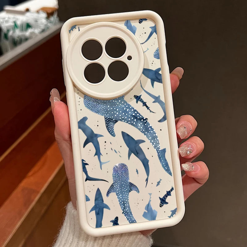 Soft Silicone Phone Case For OnePlus 13 13T 12 13R 12R 11R 5G Shockproof Sea Whale Printing TPU Cover For OnePlus Ace 5 3 2