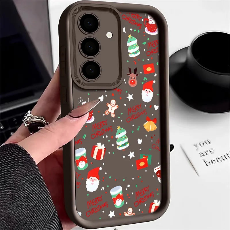 Christmas Pattern TPU Case For Samsung Galaxy A17 A56 A16 A55 A15 a36 A25 A26 5G S25 Edge S23 S24 Ultra S24 S25 FE Phone Cover
