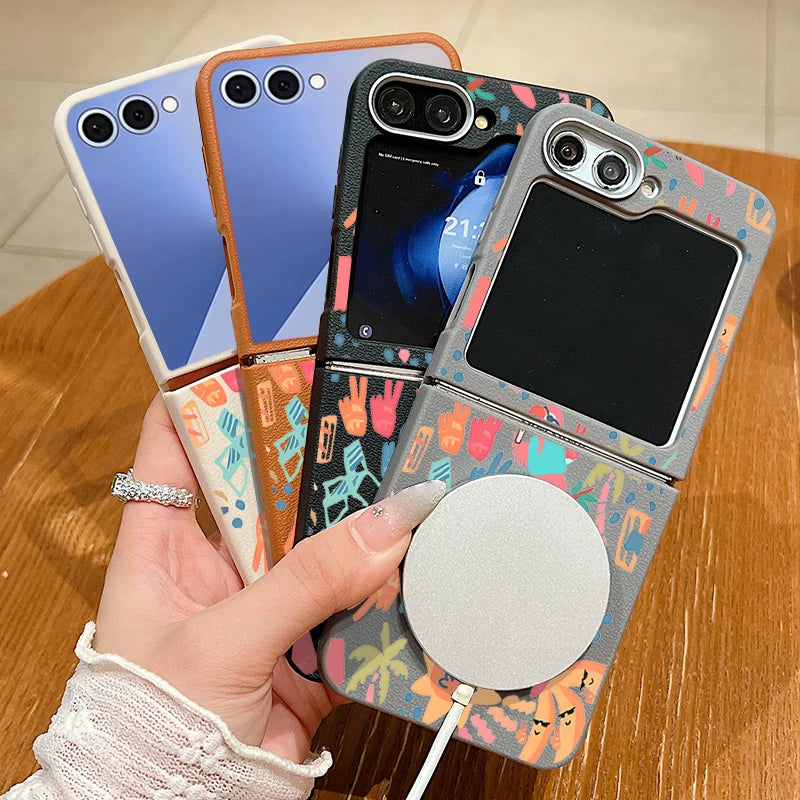 Abstract Art Paintings Phone Case For Samsung Galaxy Z Flip 7 FE 6 5 4 3 5G Flip6 Flip5 Flip4 Flip3 For Magsafe Soft TPU Cover