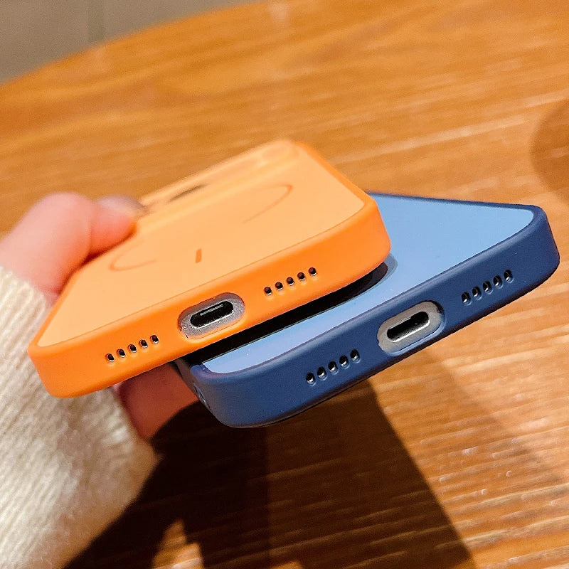 Magnetic Phone Case For iPhone 17 Pro 16 15 14 13 Pro Max For Magsafe Wireless Charge Pink Flower Printed Hard PC Back Cover