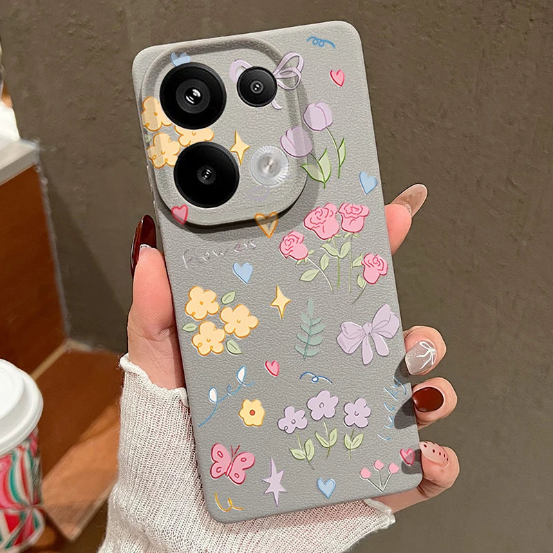 Case For Xiaomi Redmi Note 14 13 Pro Plus 12 Pro 5G Note 13 11S 13C 14 4G Cartoon Printed Leather Texture Soft TPU Phone Cover