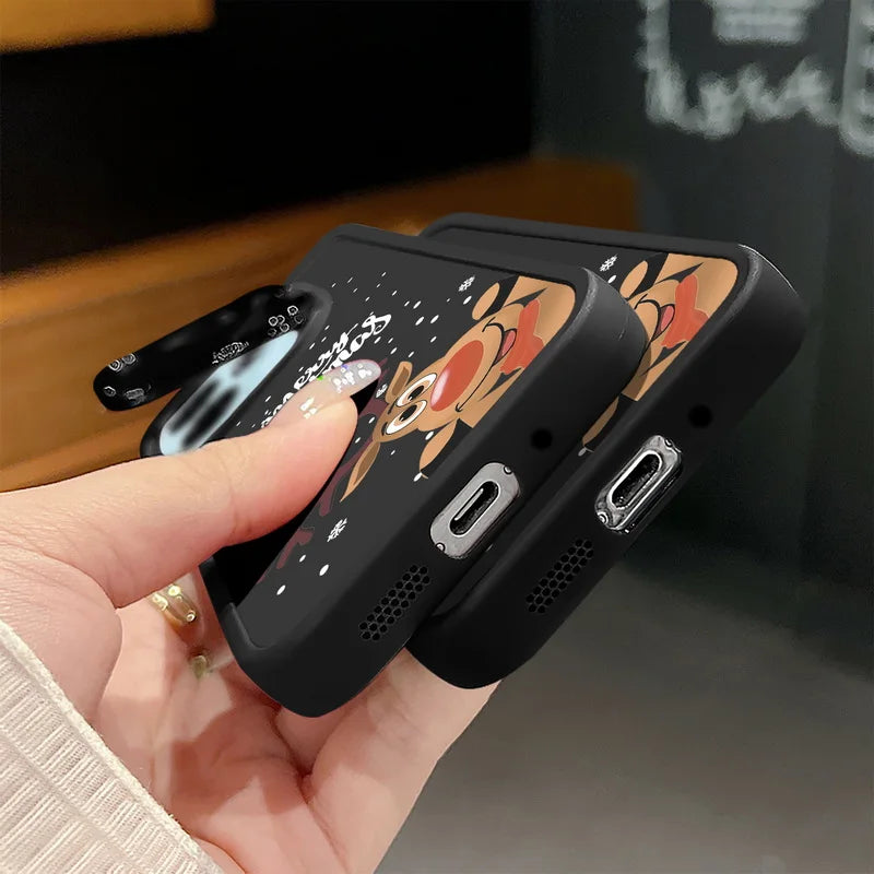 Lens Frame Holder Soft TPU Case For Xiaomi Redmi Note 13 Pro 12 11 Pro 5G 13C 4G Merry Christmas Pattern Kickstand Phone Cover