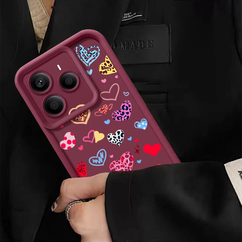 Colorful Love Heart Printed TPU Phone Case For Xiaomi 14T Pro For Xiaomi 13T 11T Pro Shockproof Soft Silicone Back Cover Fundas