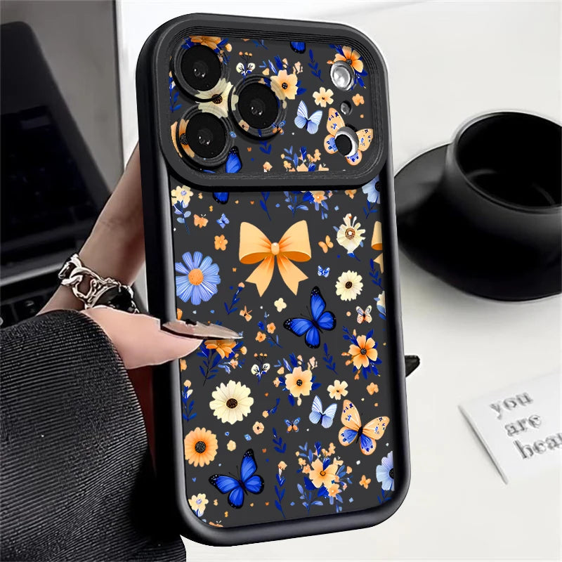 Blue Butterfly Pattern TPU Phone Case For iPhone 17 Pro Air 16e 15 16 Pro Max 14 16 Plus 13 12 Pro Max Soft Silicone Back Cover