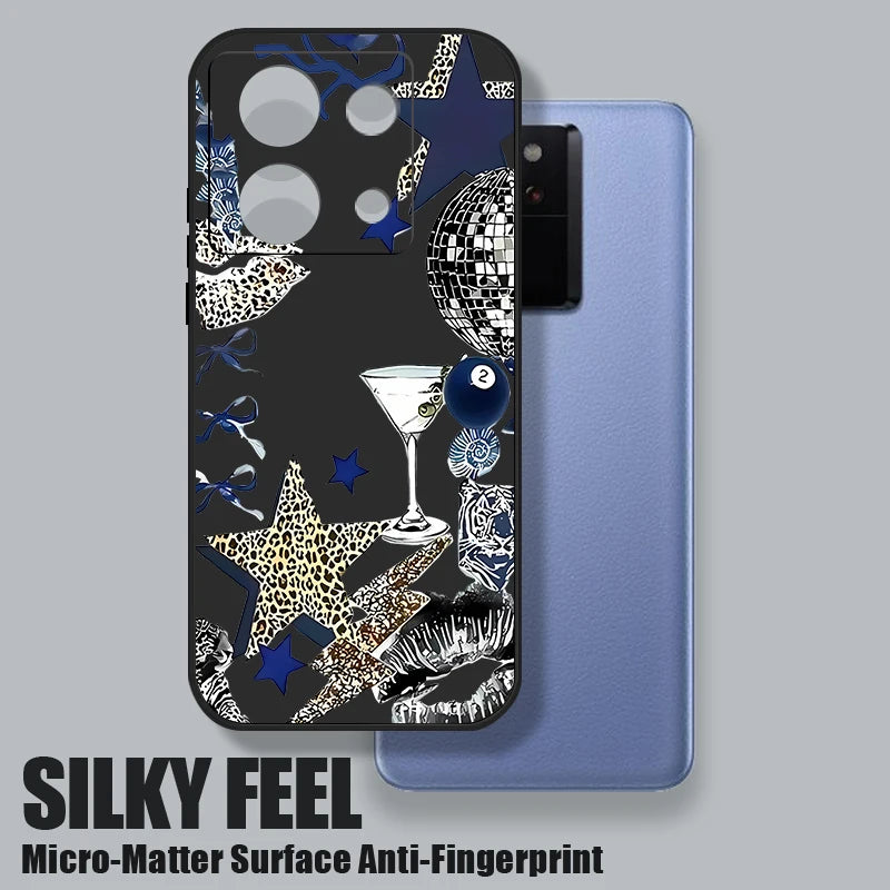 Five Pointed Star Printed Phone Case For Xiaomi Redmi Note 14 13 12 Pro 4G Note 13 14 Pro Plus 5G 13C 11 Pro Lanyard TPU Cover