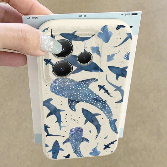 Soft Silicone Case For Xiaomi Redmi Note 14 13 Pro Plus Note 12 13 14 Pro 5G 13C 4G 11 10 Pro whale Shark Pattern TPU Back Cover