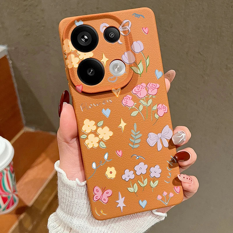 Case For Xiaomi Redmi Note 14 13 Pro Plus 12 Pro 5G Note 13 11S 13C 14 4G Cartoon Printed Leather Texture Soft TPU Phone Cover