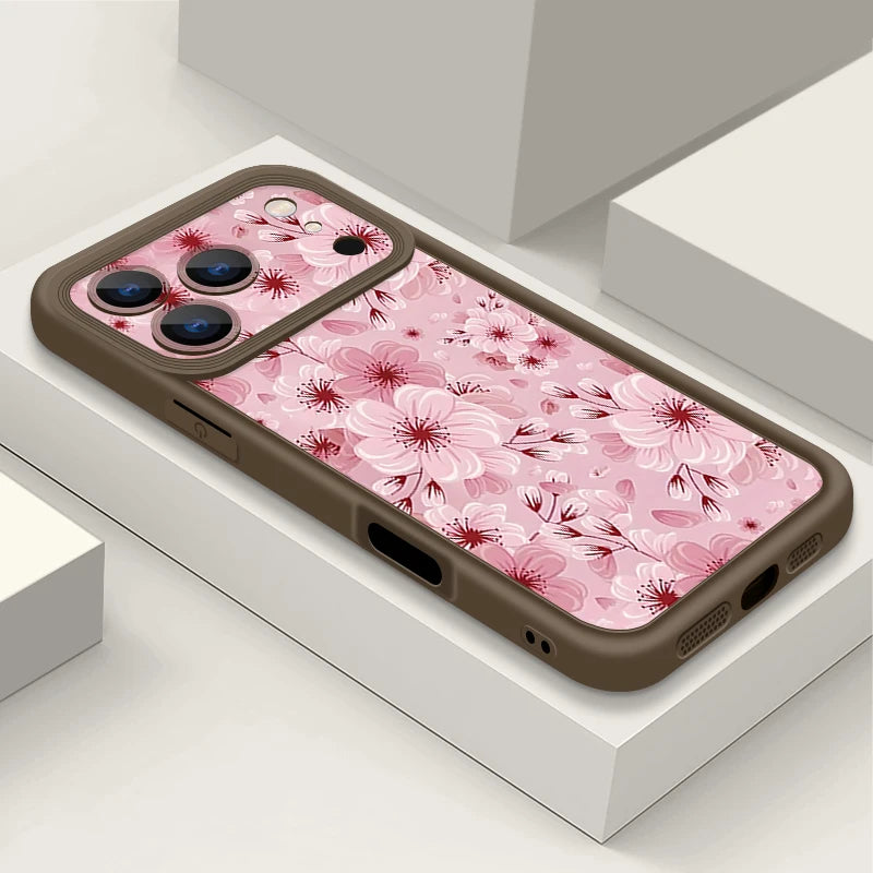 TPU Phone Case For iPhone 17 16e 15 16 Pro Max 14 16 Plus For iPhone Air 13 12 Pro Max Pink Peach Blossoms Pattern Soft Cover