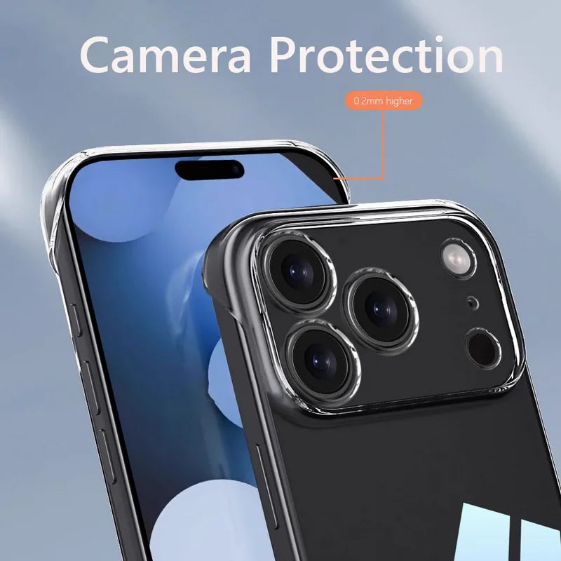 High Transparent Frameless Hard PC Case For iPhone 17 Pro Air 16e 15 14 13 12 16 Pro Max 11 Ultra Thin Crystal Clear Phone Cover