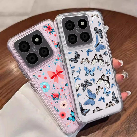 Clear Soft TPU Case For Xiaomi Redmi Note 14 13 Pro Plus 5G Note 11 12 13 14 Pro 13C 14C Colorful Butterfly Pattern Phone Cover