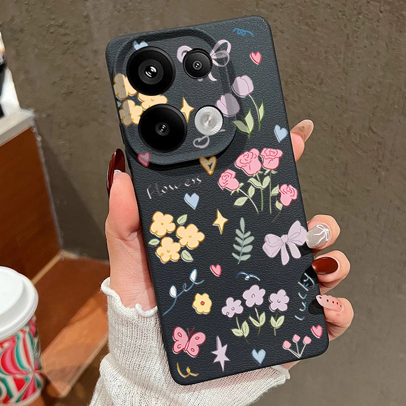 Case For Xiaomi Redmi Note 14 13 Pro Plus 12 Pro 5G Note 13 11S 13C 14 4G Cartoon Printed Leather Texture Soft TPU Phone Cover