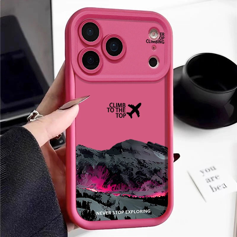 TPU Phone Case For iPhone 17 Pro 16e 15 16 Pro Max 14 16 Plus 13 12 Pro Max Air Airplane Snow Mountain Patterned Soft Back Cover