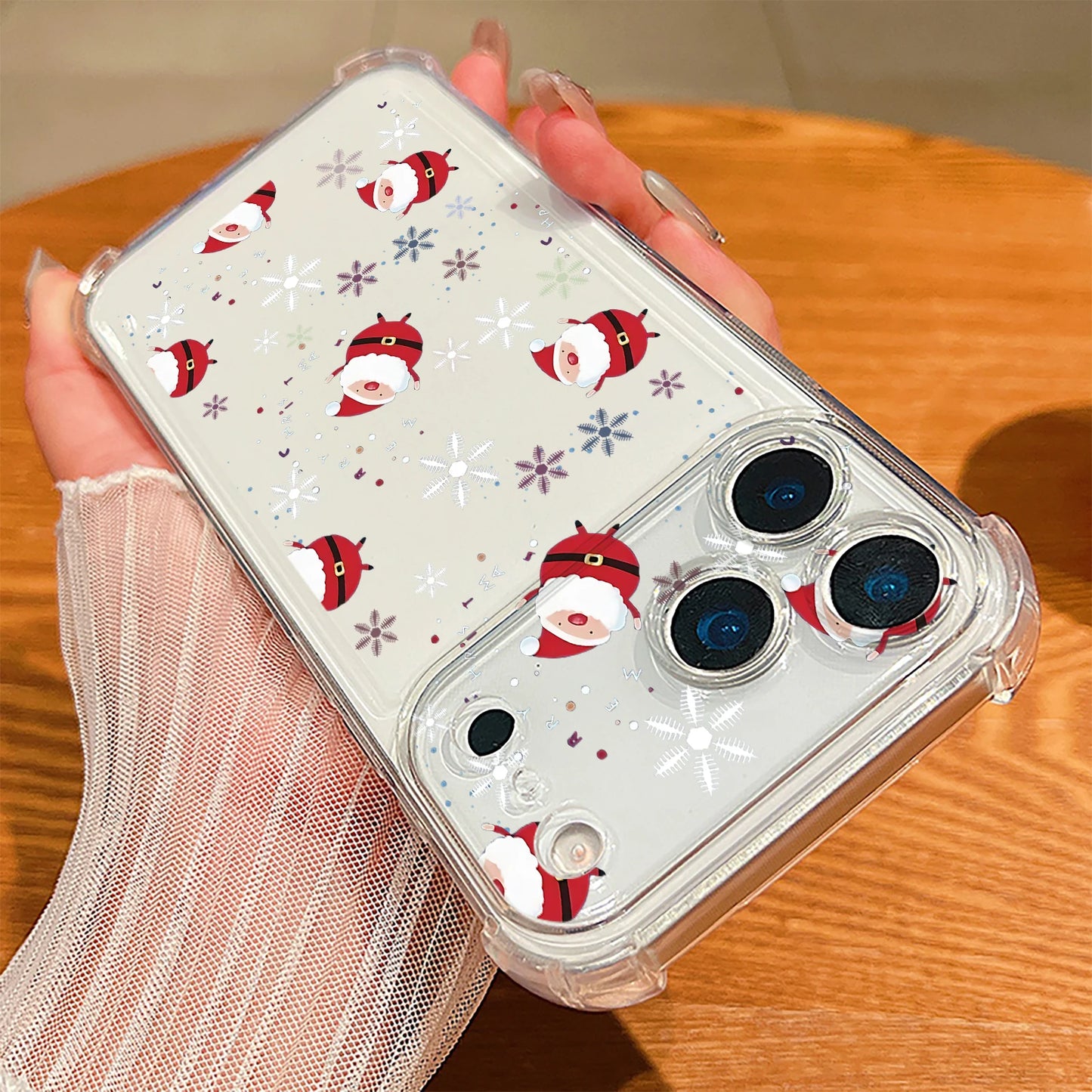 Clear Soft TPU Phone Case For iPhone 17 Pro Max Air 16 15 Pro Max 14 13 12 Pro Max 11 Christmas Tree Pattern Transparent Cover