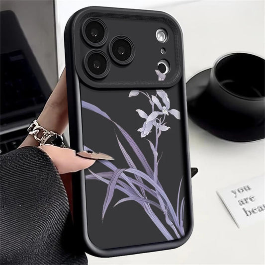 Soft TPU Phone Case For iPhone 17 Pro Air 16e 15 16 Pro Max 14 16 Plus 13 12 Pro Max Purple Leaves Pattern Silicone Back Cover