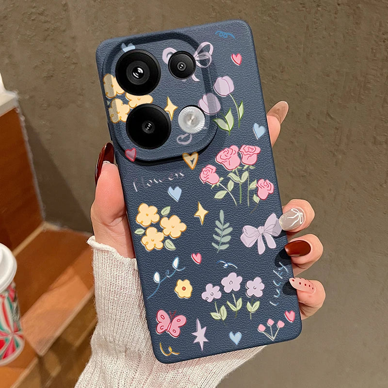 Case For Xiaomi Redmi Note 14 13 Pro Plus 12 Pro 5G Note 13 11S 13C 14 4G Cartoon Printed Leather Texture Soft TPU Phone Cover