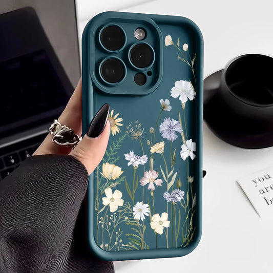 For iPhone 17 16e 15 16 Pro Max 14 13 12 Pro Max 15 16 Plus Air 11 Case Flowers Pattern Shockproof Soft TPU Silicone Phone Cover
