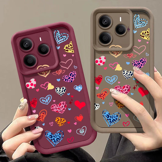 Colorful Love Heart Printed TPU Phone Case For Xiaomi 14T Pro For Xiaomi 13T 11T Pro Shockproof Soft Silicone Back Cover Fundas