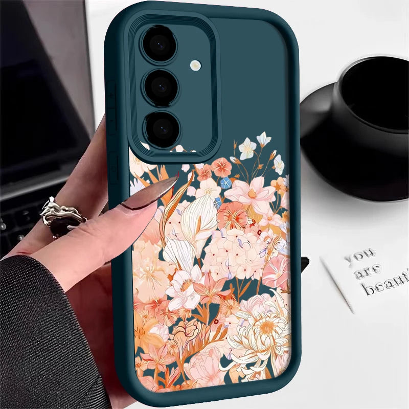 Soft TPU Phone Case For Samsung Galaxy A17 A56 A16 A36 A55 A15 A25 A26 A35 A54 A53 5G Pink Flowers Pattern Silicone Back Cover