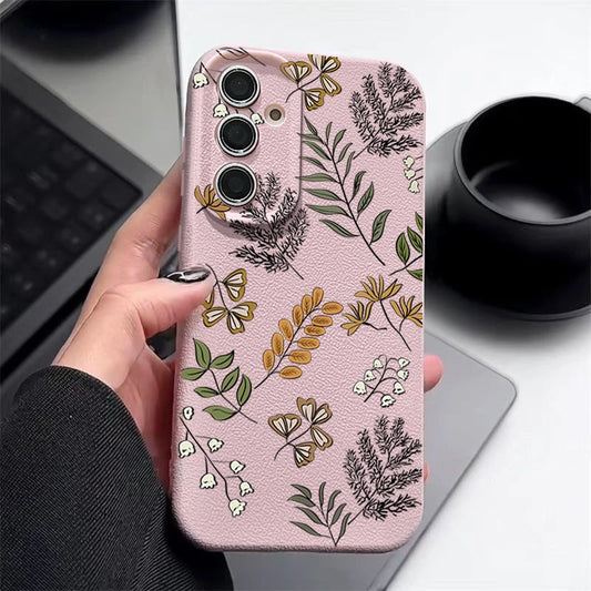 Leather Texture Printing Case For Samsung Galaxy S24 FE S25 S23 S22 Ultra A16 A55 A15 A54 A35 A25 A56 5G Soft TPU Phone Cover
