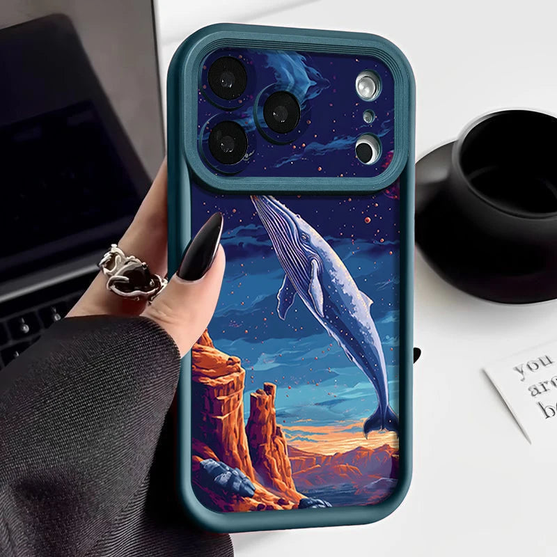 Blue Whale Printed TPU Phone Case For iPhone 17 16e 15 16 Pro Max 14 16 Plus For iPhone Air 13 12 Pro Soft Silicone Cover Cases